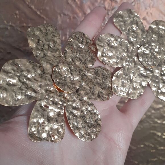 Zara Nwot Goldtone Floral Maxi Statement Earrings - Picture 3 of 12